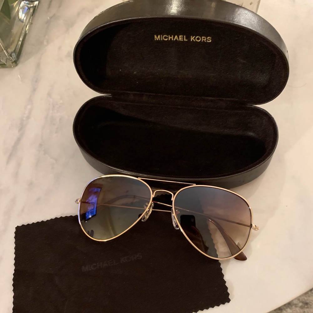 Michael Kors Gold and Brown Avaiator